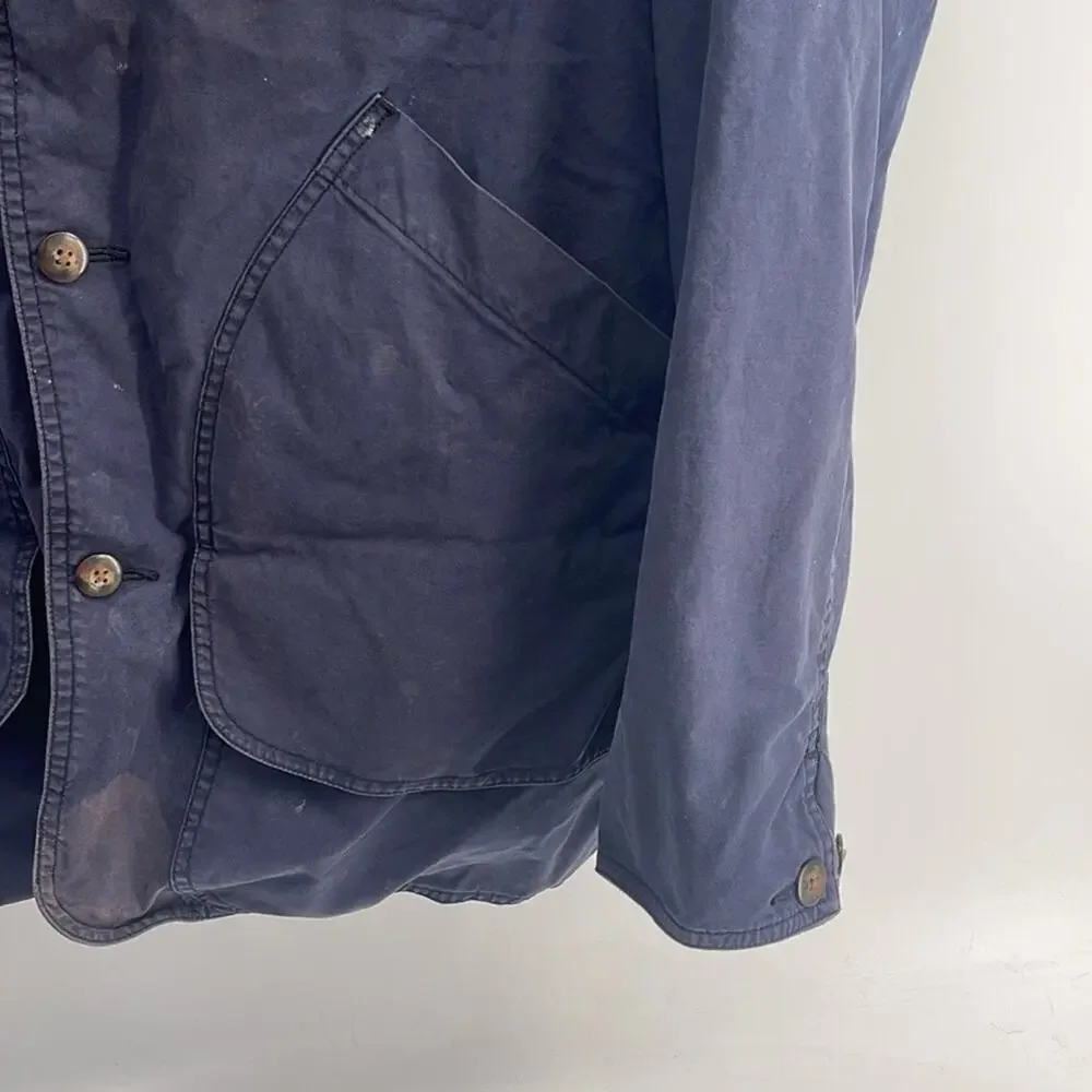Vintage Banana Republic cotton canvas leather collar distressed barn chore coat